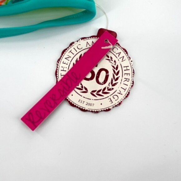 Reversible Triangle Bikini Swimsuit Halter Top Juniors Sz L Chevron Neon Green - Picture 7 of 16